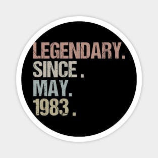 36th Birthday Gift Legendary Since May 1983 Retro Magnet